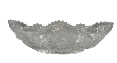 VTG EAPG Crystal Cut Glass Banana Canoe Shaped Fruit Bowl Saw Tooth Edge - Picture 8 of 8