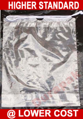 12X16X4 500 pk CLEAR Drawstring Handle LDPE Display Bag Industrial Warehouse Use