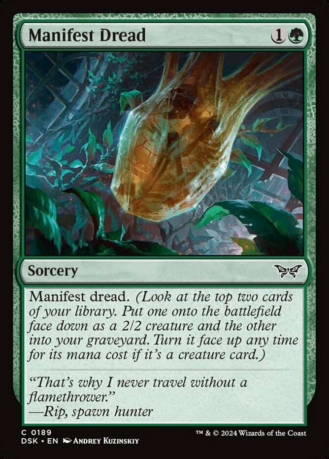 1x Manifest Dread - Foil - Duskmourn: House Of Horror - Near Mint