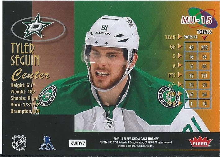 2013-14 UD Fleer Showcase Retro Hockey TYLER SEGUIN Metal Universe #MU-15 - Image 2 of 2