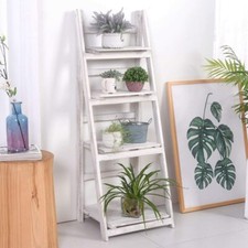 4Tier Freestanding Plant Shelves Wood Ladder Flower Pot Display Rack Home Decor