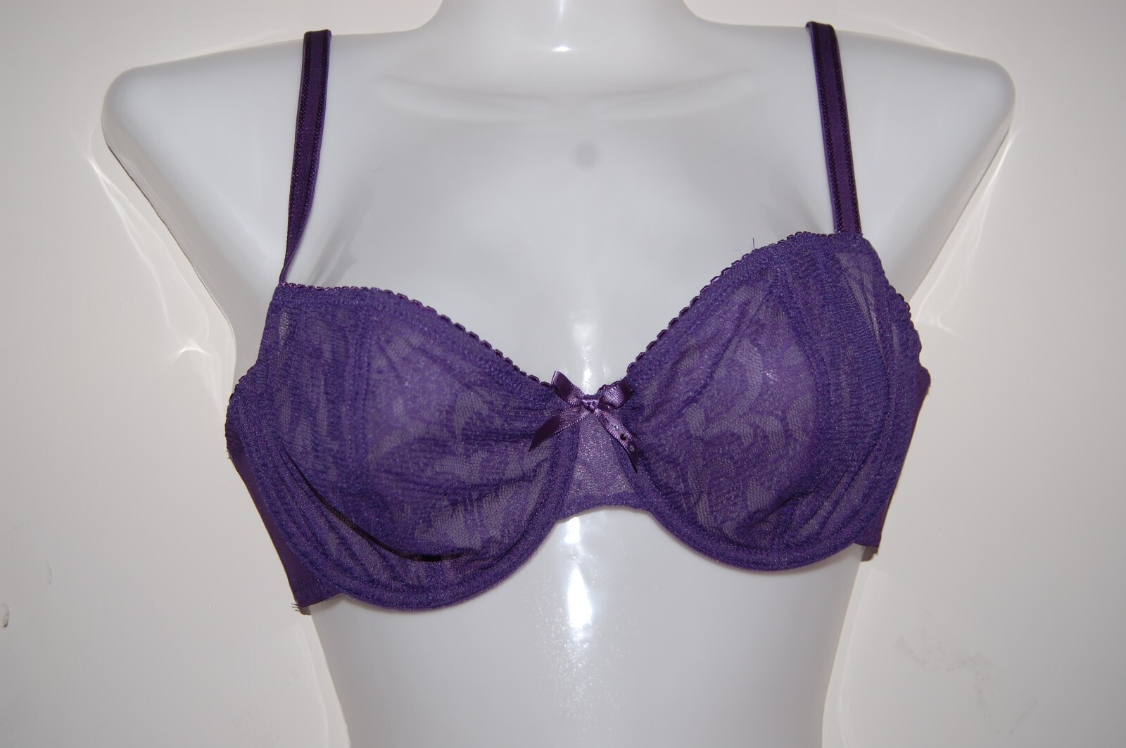Aggio Underwired Non Padded Balcony Bra Purple Size UK 32C EUR 75C BNWT