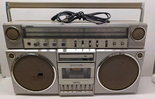 UNTESTED Panasonic Metal RX-5150 Cassette Boombox Powers On Plug Antenna Retro