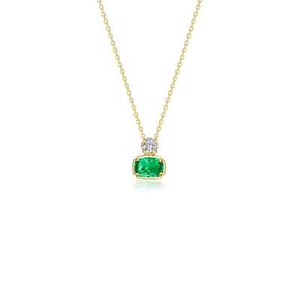 Authentic BRAND LAFONN 14k Yellow Gold Plated Regal Cushion-Cut Necklace N0351CEG18