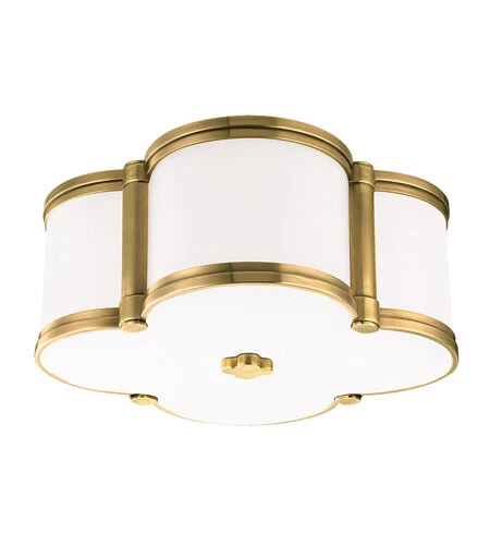HUDSON VALLEY LIGHTING CHANDLER 3LT 17" FLUSH MOUNT IN AGED BRASS