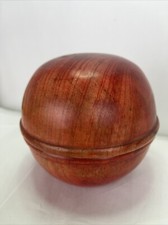 Walnut Shaped Box Wickersham Ball Round Sphere Handmade Turned Wooden 5.5"
