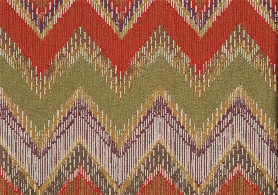 Tapicería para cortinas Chevron Swavelle Mill Creek tela verde rojo dorado púrpura  Foto 2 de 3