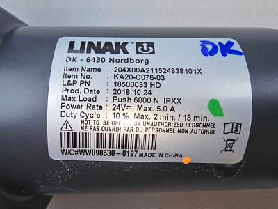 24NN04 LINAK DK-6430 NORDBORG KA20 SERIES, BED LIFT MOTOR, 21-1/2