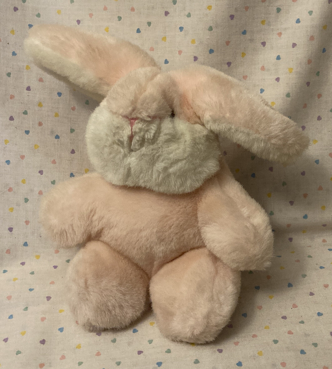 Vintage 1982 Gund Heather Pink & White Bunny Rabbit Stuffed Animal