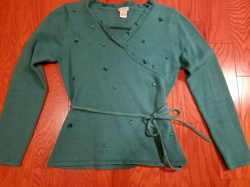 Girls KC Parker Teal Embellished Sweater Top Size M 7-8