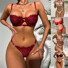 Women Sexy Lingerie Lace Bra Nightwear Lingerie Set Pyjama Babydoll Underwear