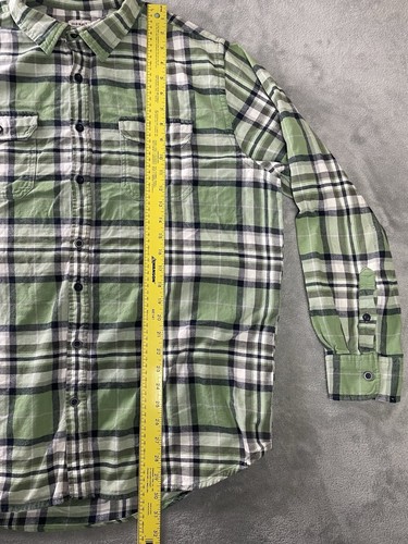 OLD NAVY Flannel Shirt Men's Size XXL Green Plaid 100% Cotton •marks - Picture 7 of 17