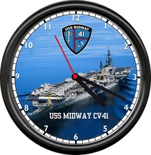 USS Midway CVN 41 US Navy Veteran US Navy Military Ship Sign Wall Clock