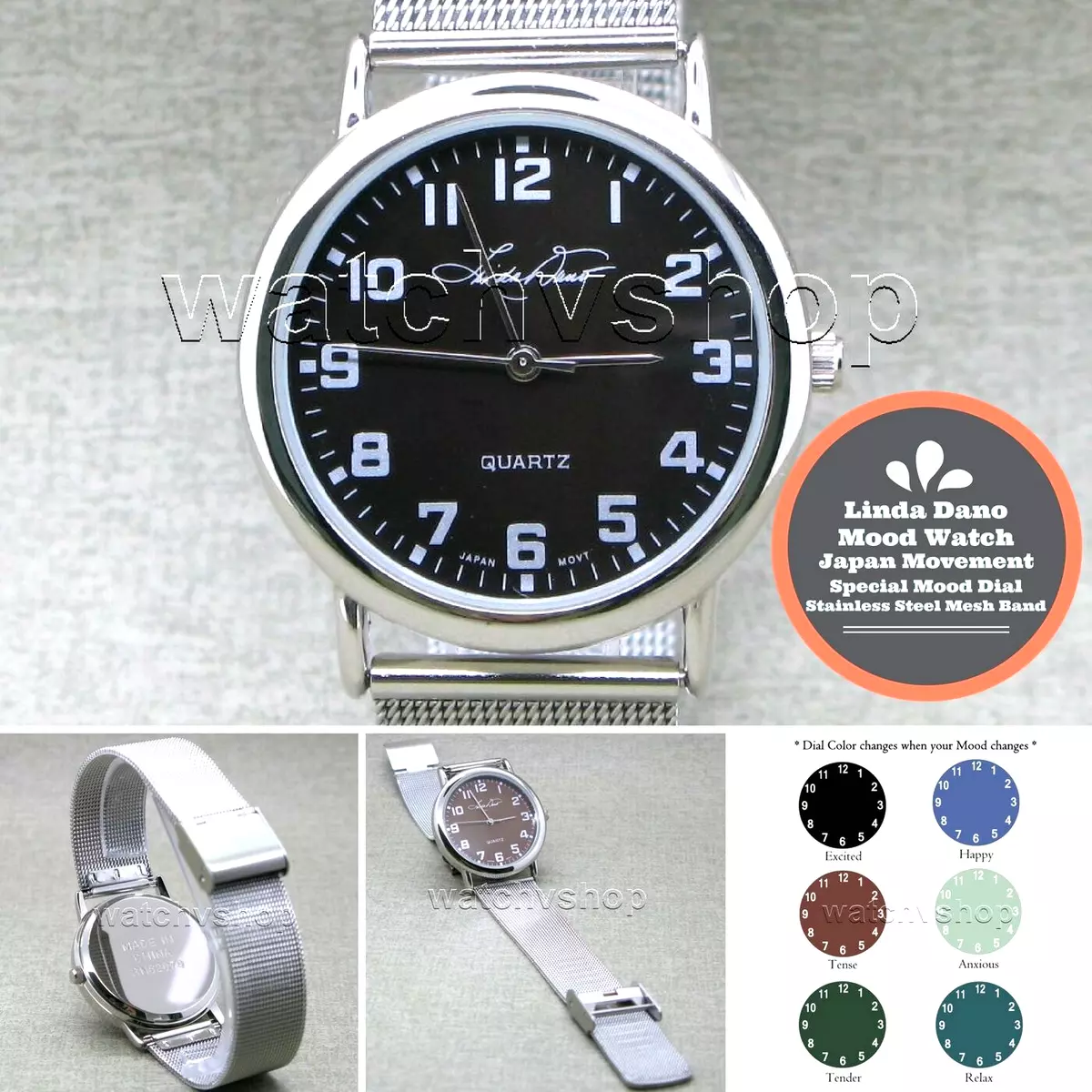 Wrist Watch Silver Color MOOD Watch Dial Change Color per Emotion