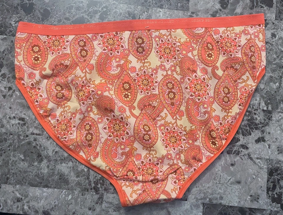 NWT VICTORIA'S SECRET XL PAISLEY FLORAL LOGO BAND RARE HIGH LEG BRIEF PANTIES - Image 3 of 3