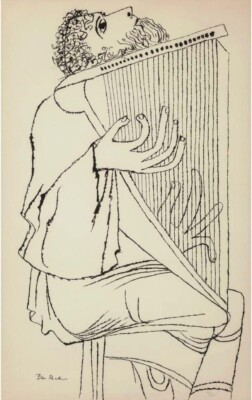 Ben Shahn Midcentury Art Print   Social Realist Modernist Musician Drawing Décor