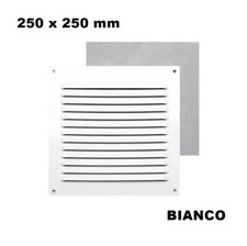 GRIGLIA VENTILAZIONE AREAZIONE DA ESTERNO IN ALLUMINIO BIANCA QUADRATA CM 25X25