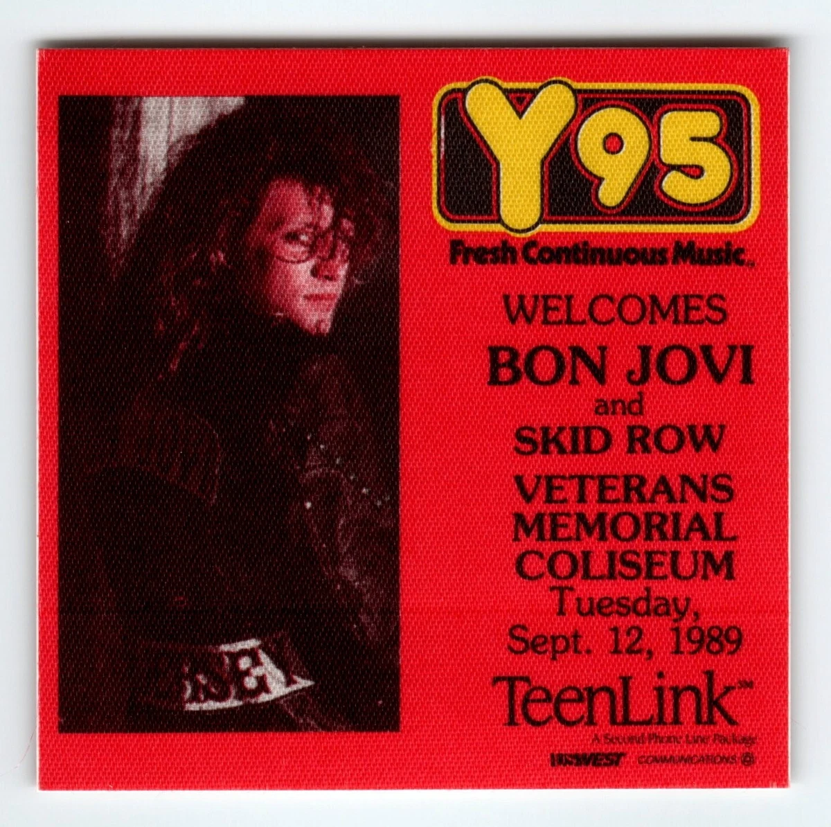 moon drop バックステージパス Bon Jovi Skid Row Backstage Concert Pass Original 1989 Hard Rock