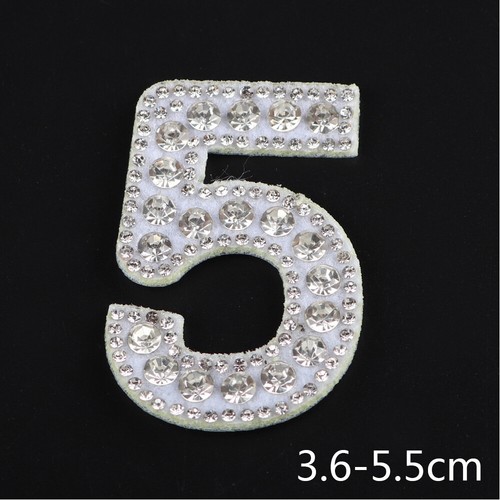 Pearl AB Rhinestone Sparkle Number Patches Alphabet Embroidery Clothes Patches🎀 - Picture 12 of 21