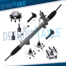 9pc Steering Rack Pinion Front Wheel Bearings Hubs Tie Rods for Dodge Dakota