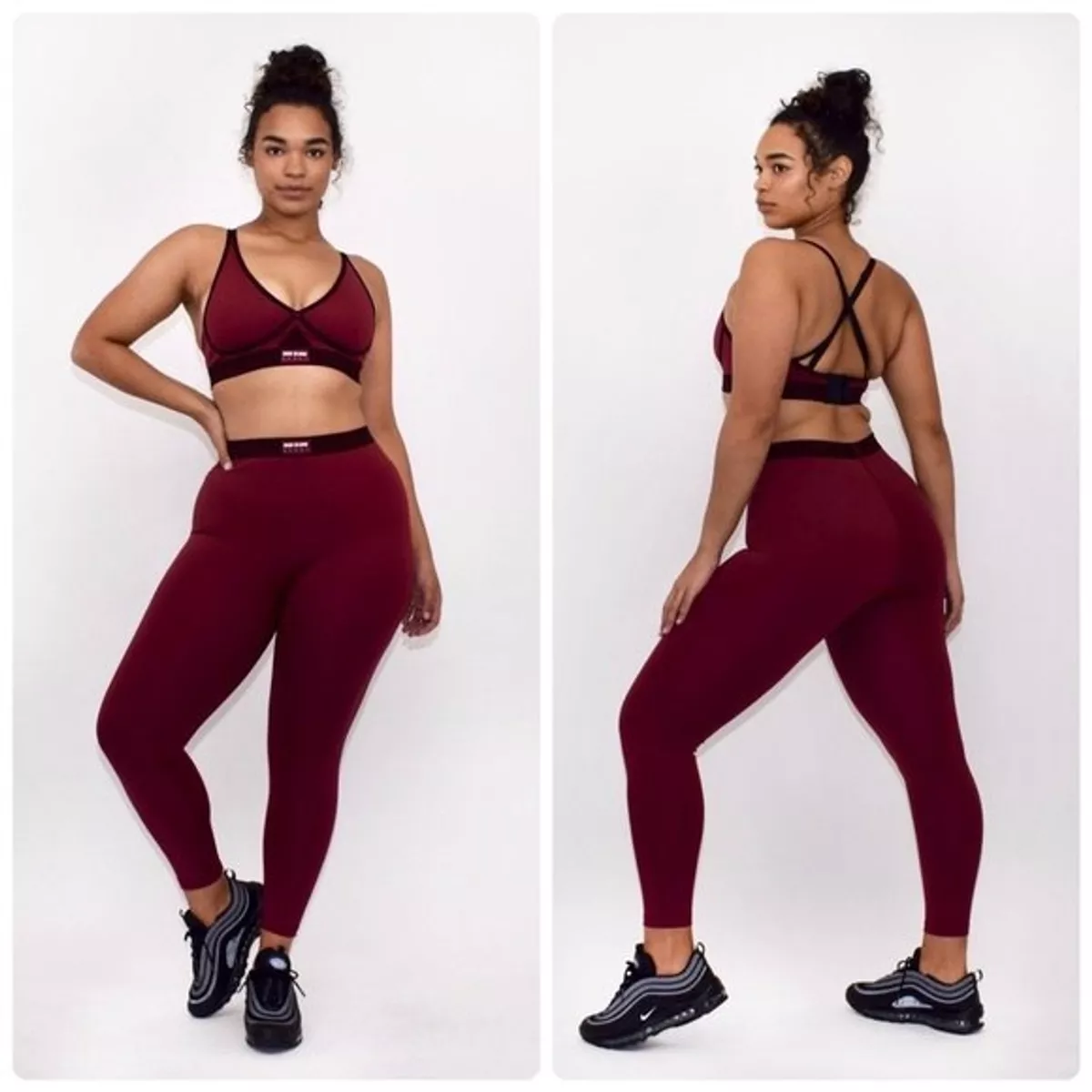 Red and cheap black workout leggings