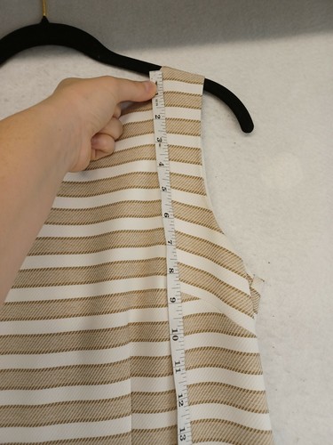 Chetta B Midi Dress Womens 4 Beige/White Sleeveless Slit Zip Stripes Lined - Picture 3 of 7