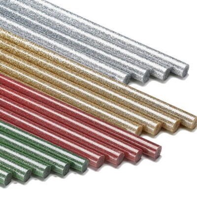 Set of 12 Glitter Hot Glue Sticks, 4 Assorted Colors by Apple Crafts