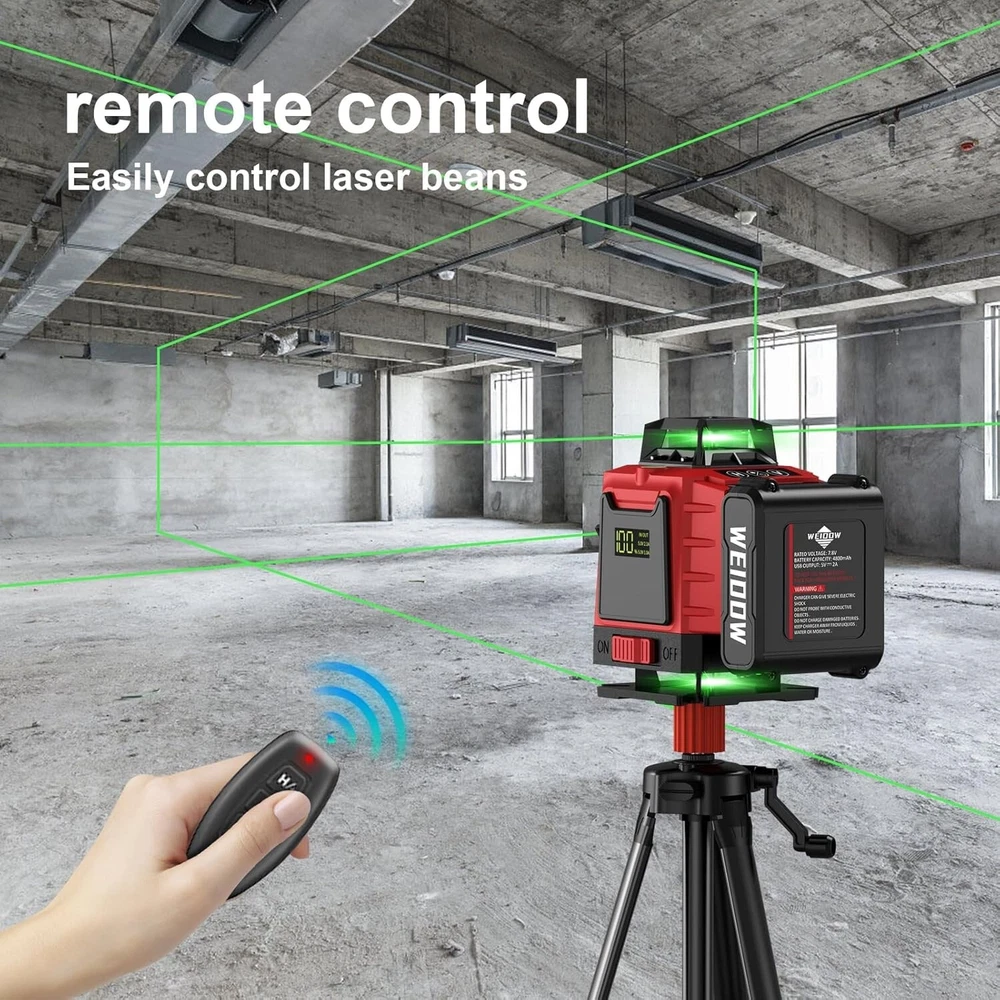Laser Level 360 Self Leveling with Tripod with 2x4800mAh Batteries,Durable Case