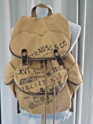 Vintage Levi's Leather Cotton Canvas Graphic Backpack | eBay