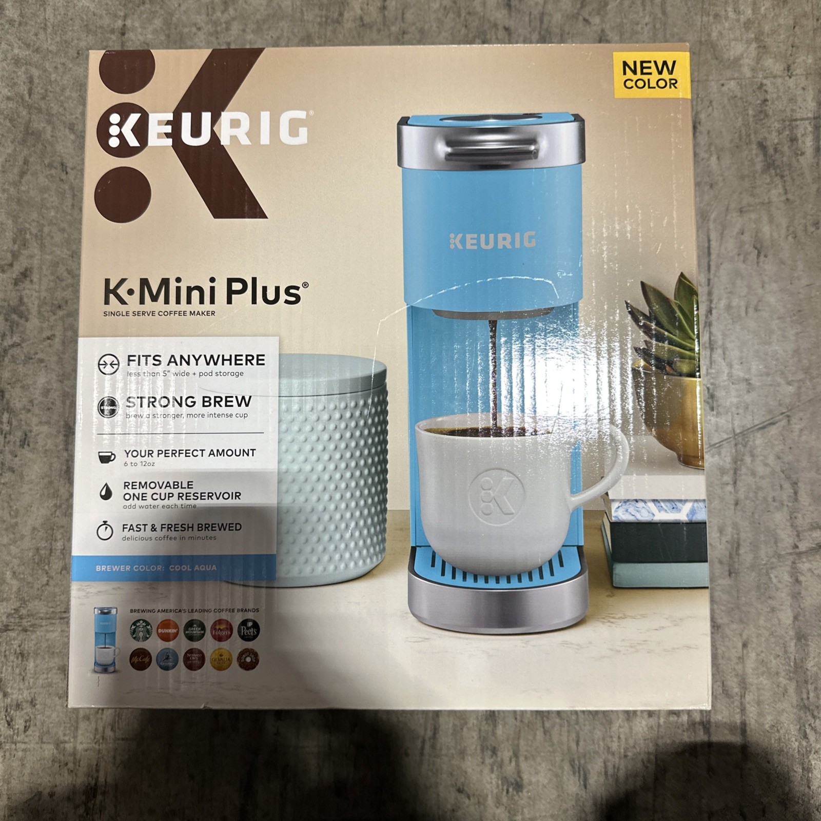 Keurig K-Mini Plus Coffee Maker, 6-12oz Brew Size, Cool Aqua