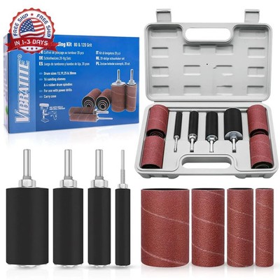 VIBRATITE 20 Pieces Sanding Drum Kit, 80 and 120 Grit Spindle Sander Sleeves wit