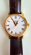 Tissot 1853 T085410A 39mm Quartz White Roman Dial Gold Case Brown Leather