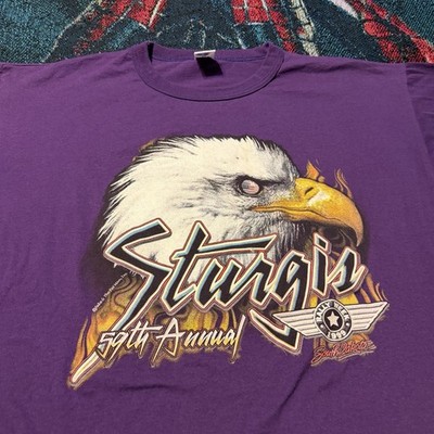 Vintage 1999 Sturgis Purple Eagle Motorcycles Harley Davidson Shirt Men's XL 