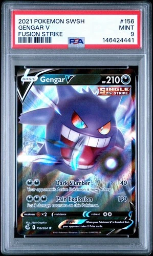 Gengar V POKEMON 2021 Fusion Single Strike #156 PSA 9 Mint (505) Free Shipping
