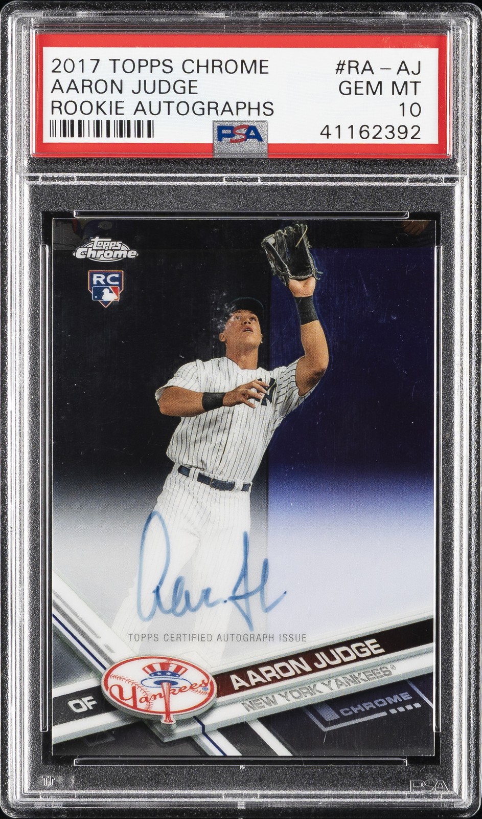 2017 TOPPS CHROME ROOKIE AUTOS #RA-AJ AARON JUDGE PSA 10 AUTO