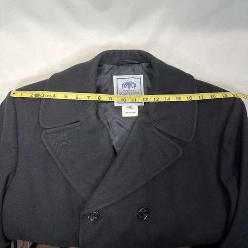 US Navy Issued Peacoat Military Authentic DSCP Thick Wool Men 46 L Black USN image 12