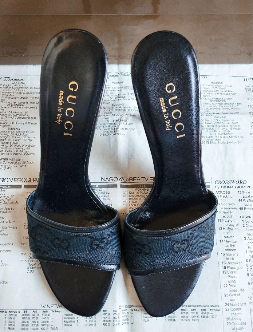 Gucci GG Pattern Mules Sandals Women Size 6 US 35 Mint