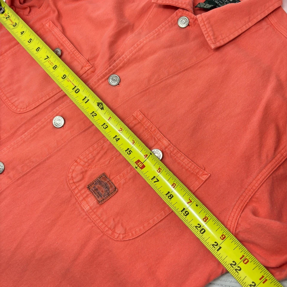 Винтажная мужская рубашка-поло 90-х Ralph Lauren Country M Coral оранжевая для рукоделия хлопок - Изображение 3 из 4