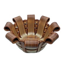 CENTROTAVOLA/CESTINO/VASO-IN CERAMICA INTRECCIATA-GUALDO TADINO-ANNI 70-VINTAGE