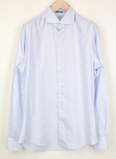 SUITSUPPLY Men's Formal Shirt 42L/16 1/2L Extra Slim Striped Light Blue Cotton