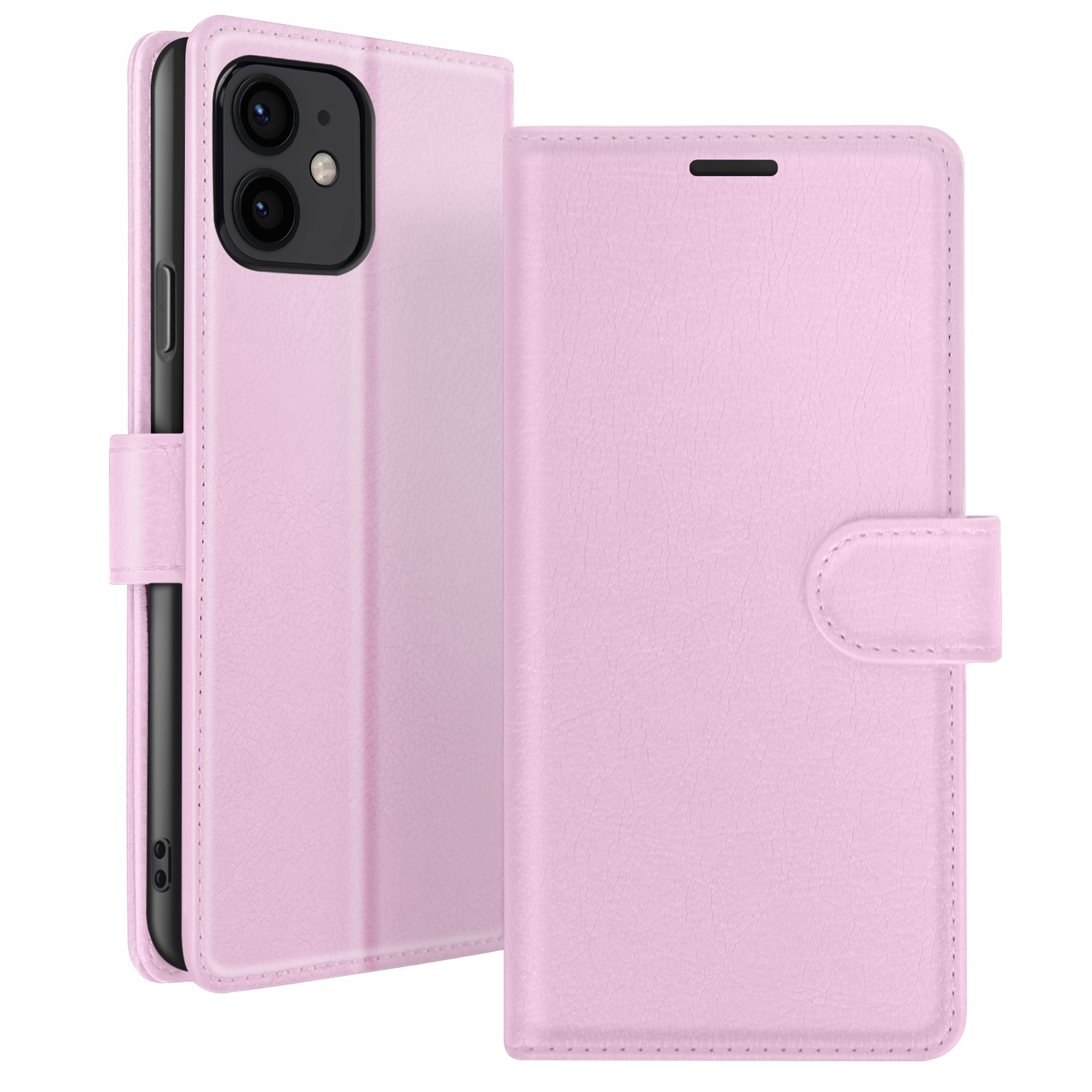Étui portefeuille iPhone 12 Mini Zanaé rose avec support magnétique