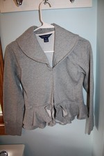 RALPH LAUREN Girls XL 16 Heather Gray Fleece Peplum Blazer Jacket Shawl Collar
