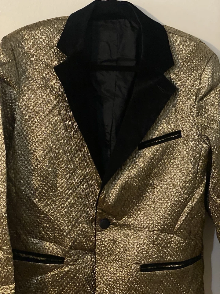 Blazer formal MR TURK by Designer Trina Turk, talla 42 dorado forrado en negro Foto 2 de 4