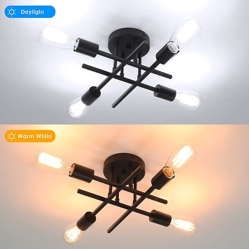 Semi Flush Mount Ceiling Light Fixture Matte Black, Modern Sputnik Close to C... - Picture 4 of 7
