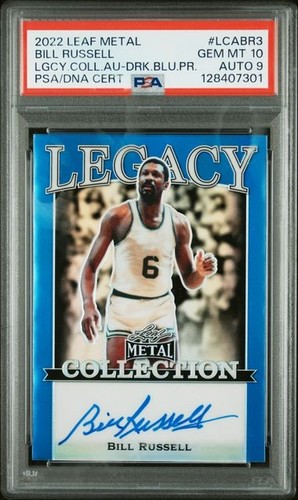 PSA 10 / AUTO 9 - 2022 Leaf Metal BILL RUSSELL Legacy Blue AUTO 5/5 (7319)