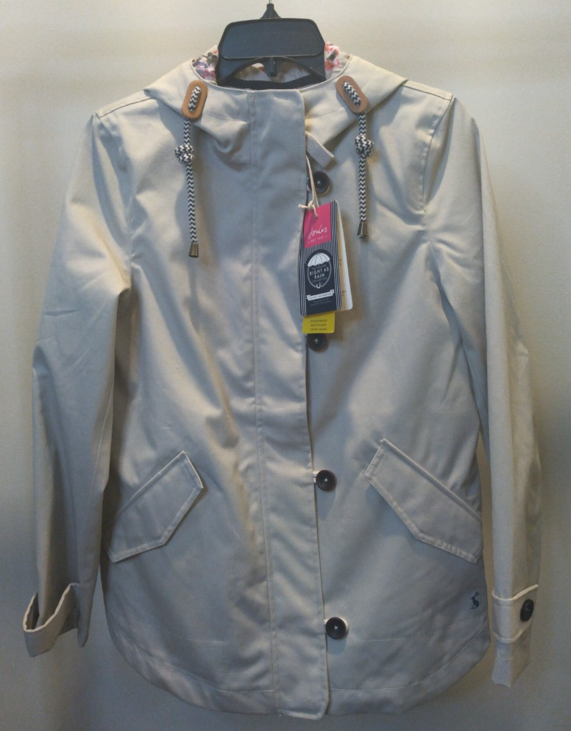 NWT Joules Coast Water Proof/Breathable Jacket US Size 4/UK size 8 Beige