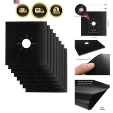 Gas Stove Burner Covers Black 10.6 Inch Reusable Non-Stick Protectors 8 Pack
