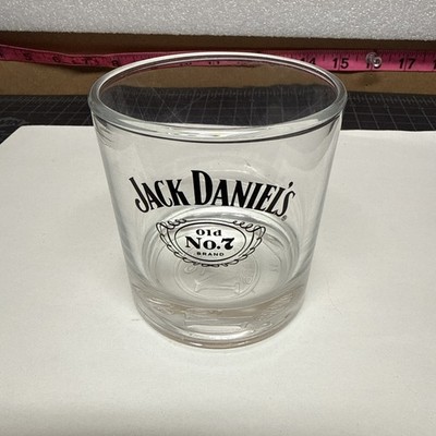 Jack Daniels Round Rocks Glass Old No.7 Black Print with Embossed Bottom