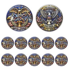 10PCS US 250th Anniversary Silver Plated Medal Patriotic Eagle Challenge Coin