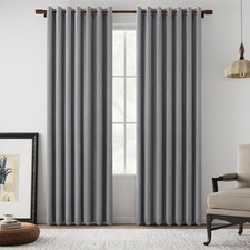 100% Blackout Lightweight Extra Wide Curtains Linen Textured Drapes for Bedro...